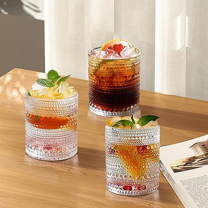 Hobnail Glasses Set of 6 Highball Vintage Drinking Glasses 12OZ Clear
