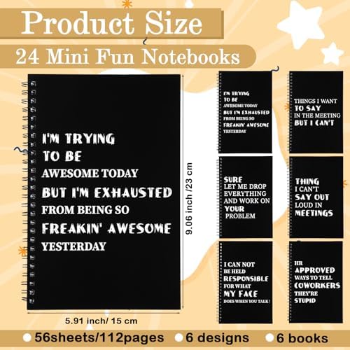 Yeaqee 6 Pcs Christmas Employee Gifts Funny Notepads, Funny, Spiral
