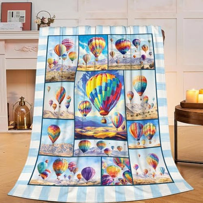 Balloon Blanket Hot Air Balloon Throw Blanket Soft Warm Cozy Fuzzy