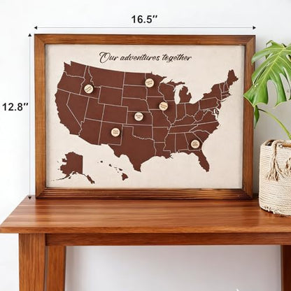 USA Travel Map with 21 Pins, Anniversary Wedding Gift Husband or Wife