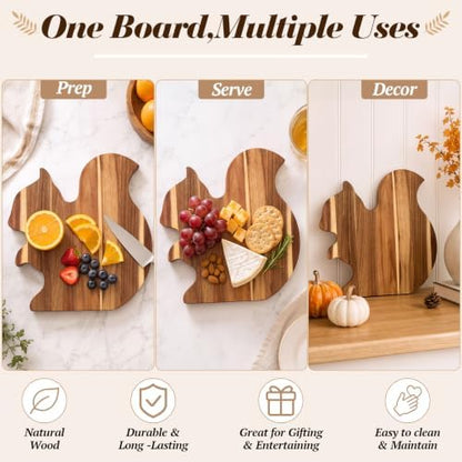 Novabright Fall Squirrel Shaped Cutting Board Acacia Wooden Serving