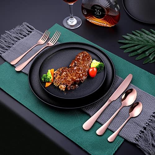 Copper/Rose Gold Silverware Set, OGORI 40-Piece Stainless Steel