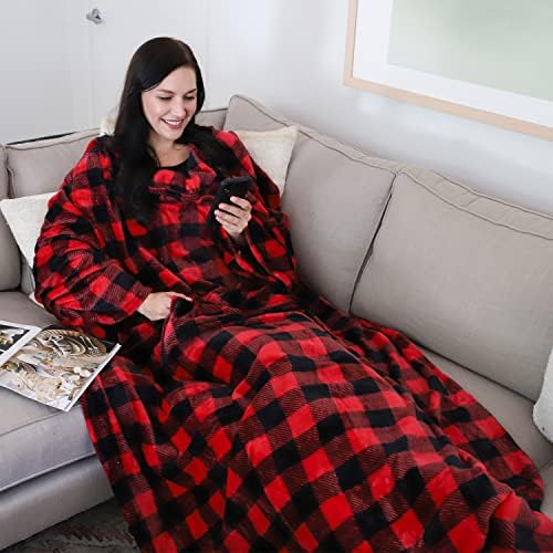 Catalonia Wearable Blanket with Sleeves & Foot Pocket for Adults