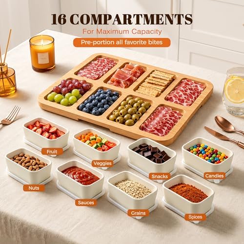 Renmxj Charcuterie Boards with Lid, 8 Individual Ceramic Bowls with