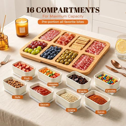 Renmxj Charcuterie Boards with Lid, 8 Individual Ceramic Bowls with