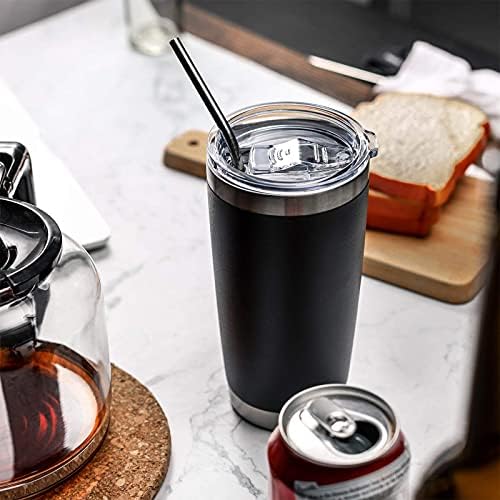 COMOOO 20oz Black Tumbler 4 Pack Stainless Steel Insulated Travel Mug