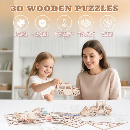 ELX 3D Wooden Puzzles for Kids, Vehicles & Machinery Assembly Model