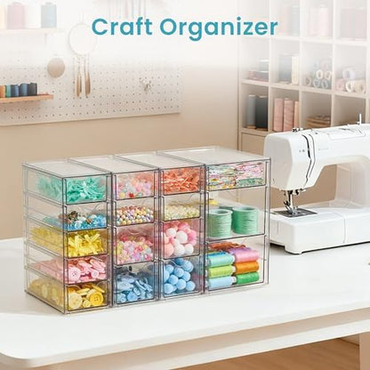 Vtopmart 4 Set Acrylic Desk Organizer with 16 Drawers for Office