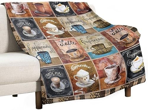 Coffee Blanket Gifts for Lovers - Soft Warm Cozy Fleece Throw for