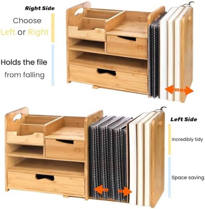 ZOOFOX Bamboo Desk Organizer with Adjustable File Holder, Mail