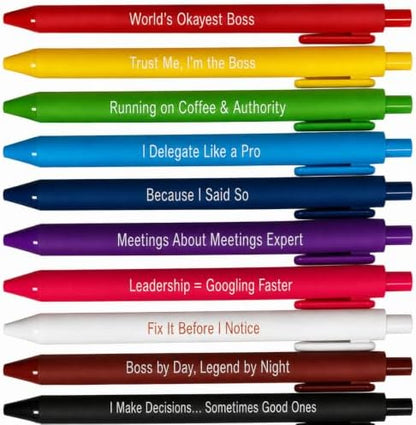 10PC Boss Pens Bulk Gift Set Funny Sarcastic Manager Coordinator