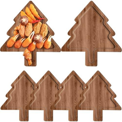 Ziliny 6 Pcs 12" Acacia Wood Christmas Charcuterie Board, Christmas