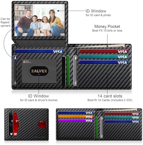 ZALVEX Wallet for Men Slim RFID Blocking Leather Credit Card Holder