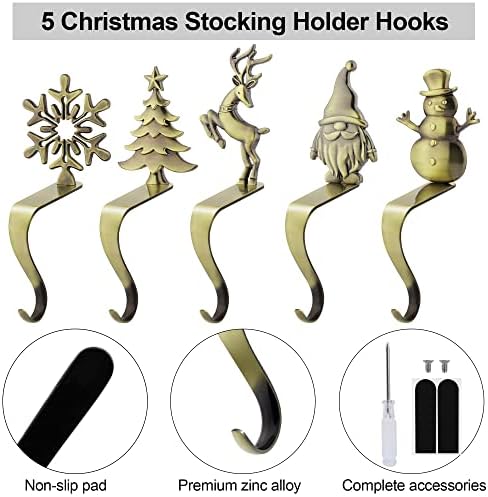 URATOT Christmas Stocking Holders Non-Slip Metal Stocking Hooks Mantel