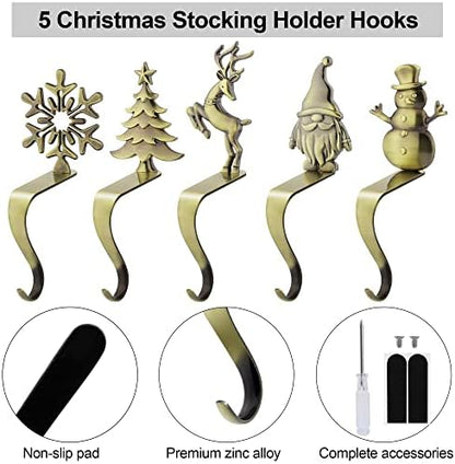 URATOT Christmas Stocking Holders Non-Slip Metal Stocking Hooks Mantel