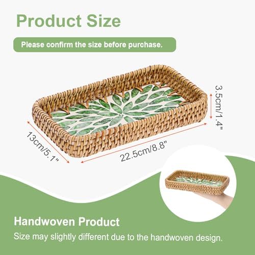 Hipiwe Wicker Rattan Basket Tray Handwoven Decorative Coffee Table