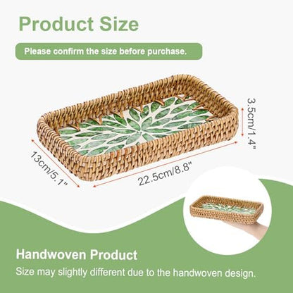 Hipiwe Wicker Rattan Basket Tray Handwoven Decorative Coffee Table
