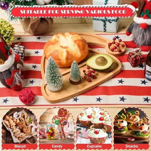 AWIZOM Christmas Hat Wooden Serving Tray Christmas Bamboo Platter