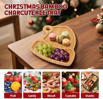 TJ POP Christmas Hat Bamboo Serving Platter - Santa Hat-Shaped Holiday