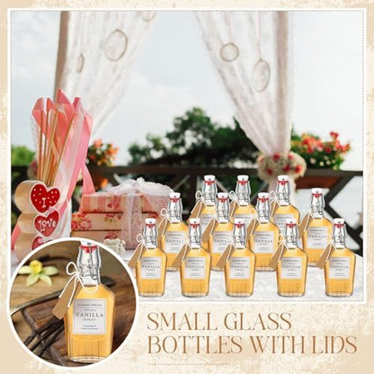 12 Set Swing Top Glass Flask Homemade Vanilla Extract Bottles with