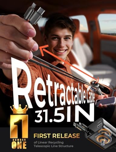 LISEN Retractable Car Charger, 84W Car Charger USB C Fast Charger