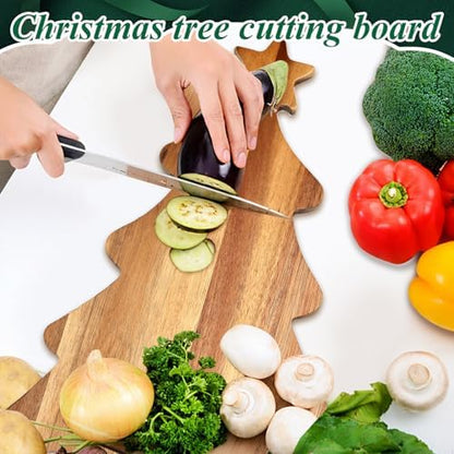 Wooden Christmas Kitchen Decor Acacia Wood Tree Cutting Charcuterie