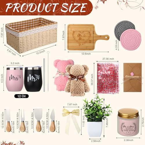Wedding Gift Basket - 21 Pieces Gifts for Couple Mr and Mrs