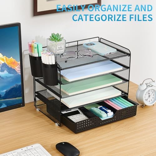 LEKETREE Desk Organizer and Accessories, 5-Tier Paper Letter Tray