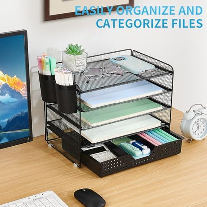 LEKETREE Desk Organizer and Accessories, 5-Tier Paper Letter Tray