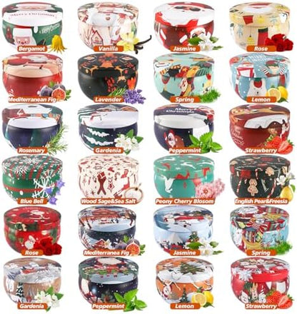 24 Pack Christmas Scented Candles - Natural Soy Wax Advent Candles
