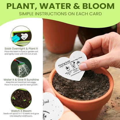 50 Plantable Seed Paper Hearts with Wildflower Seeds- A Thank You Card