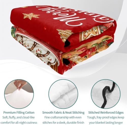 Christmas Quilt Set Twin XL Size 3 Pieces Quilted Bedspread Soft, Hot