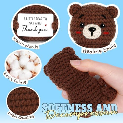Thank You Gifts for Women Men, Handmade Positive Crochet Bear Decor
