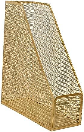 Martha Stewart Ryder Mesh Metal Magazine File Holder, Gold