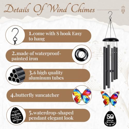 50th Anniversary Wind Chime Gifts, Happy 50th Wedding Jubilee Gifts