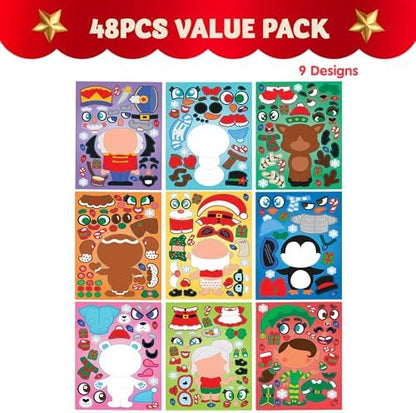 JOYIN 48 Pcs Christmas Make A Face Sticker Sheets Make Your Characters
