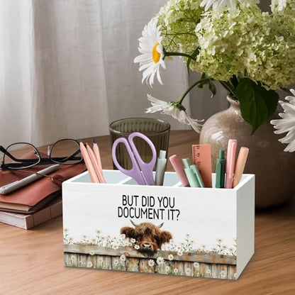 DILSJ Funny Highland Cow Office Pen Pencil Holder Organizer for Desk