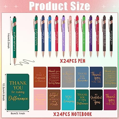 48 Pcs Thank You Gifts Bulk Motivational Pens Inspirational Notepads