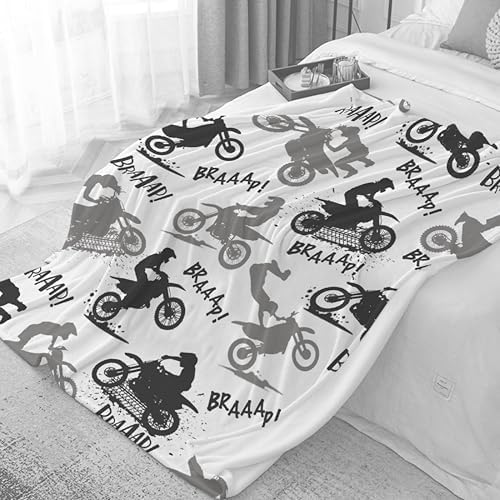 Dirt Bike Blanket Gifts,Ultra Soft Motorbike Throw Blanket Boys Kids