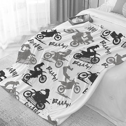 Dirt Bike Blanket Gifts,Ultra Soft Motorbike Throw Blanket Boys Kids