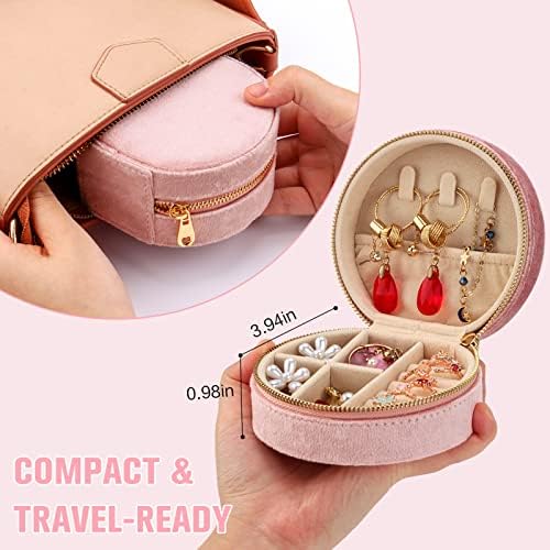 DesignSter Travel Jewelry Box - Velvet Mini Jewelry Organizer, Small