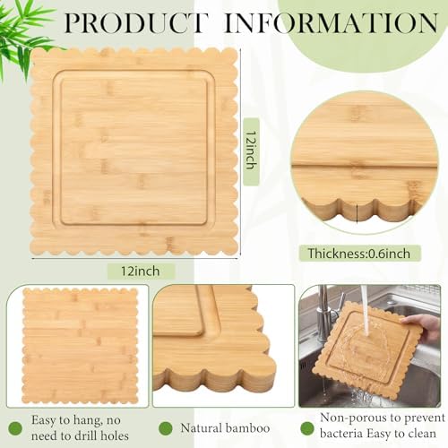 Briwooody Bamboo Scalloped Cutting Boards Pasta Shaped Charcuterie