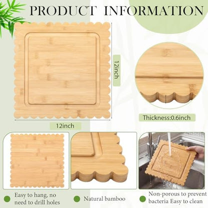 Briwooody Bamboo Scalloped Cutting Boards Pasta Shaped Charcuterie