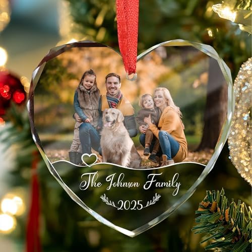 Custom Family Glass Ornament 2026, Personalized Christmas Ornaments