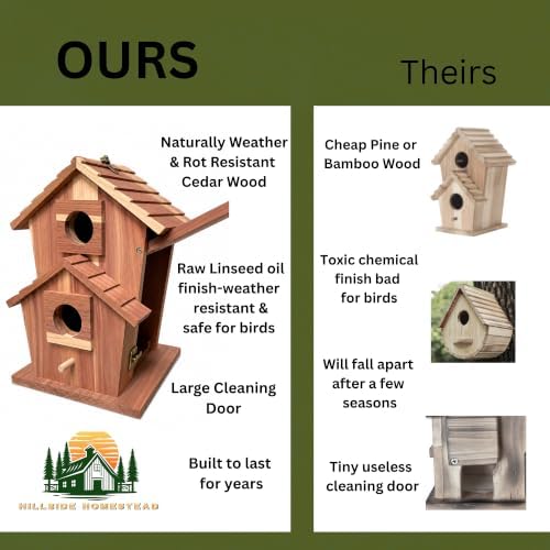 Cedar Bird House for Outside, Wooden Birdhouse for Outdoors, Bluebird