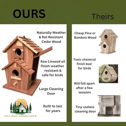 Cedar Bird House for Outside, Wooden Birdhouse for Outdoors, Bluebird
