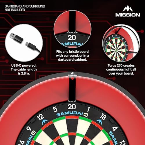 Mission Darts | Torus 120° | Bright White LED | Dart Board Lighting