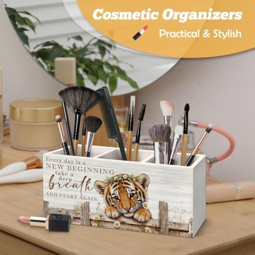 Motivational Tiger Pen Holder Organizer for Desk Accessories