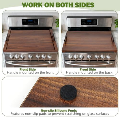 Noodle Board Stove Cover with Handles, Ultra Thick Wood Stove Top