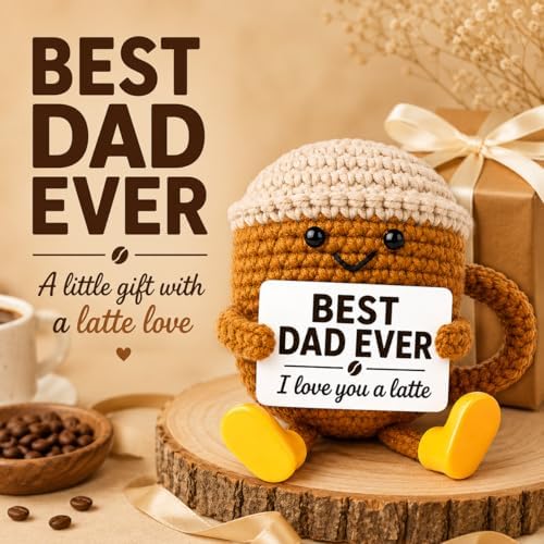 Fathers Day Gift for Dad from Daughter Son, Dad Gifts Crochet Coffee